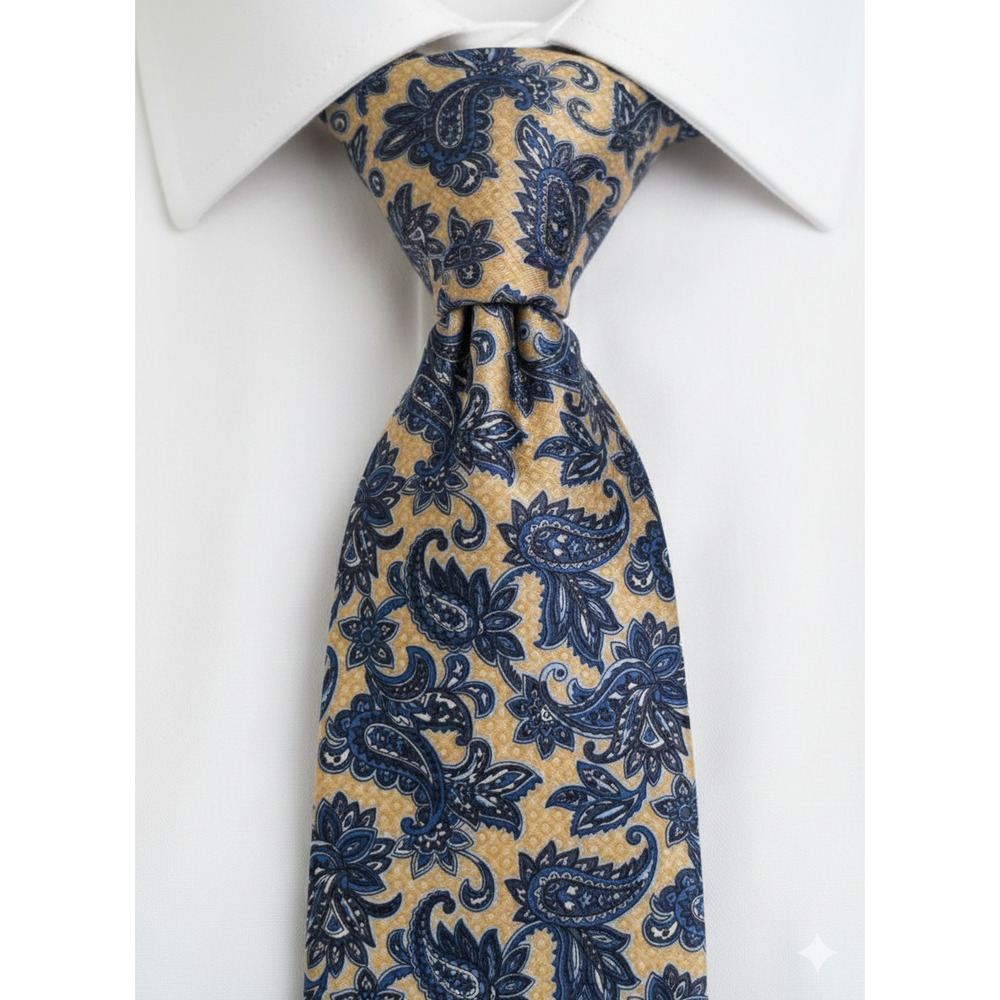 Pierre Cardin yellow blue paisley tie - 59"